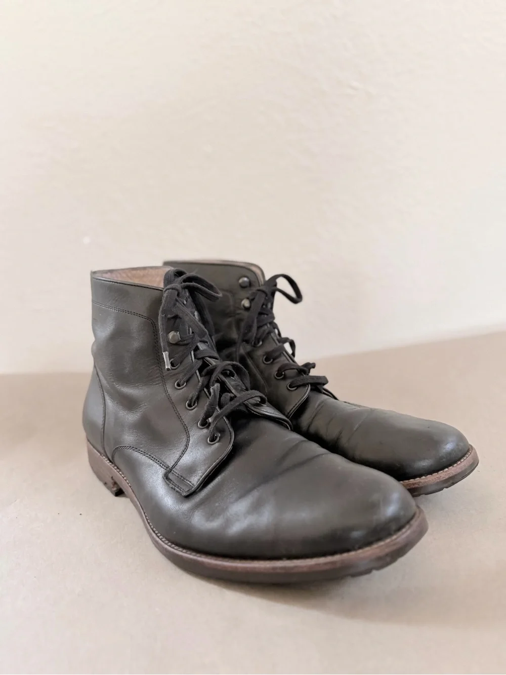Warfield  & Grand black leather lace up boots